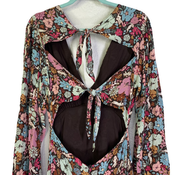 FRNCH Paris Aida Small Multi-Color Floral Open Tie-Back Midi Dress - NWT - Picture 9 of 16